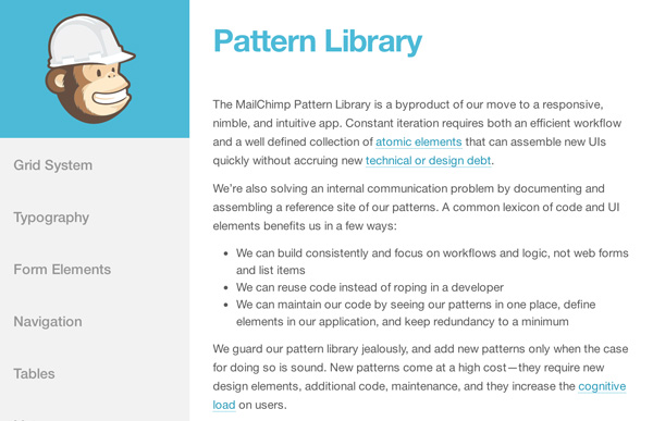Mailchimp Pattern Library screenshot